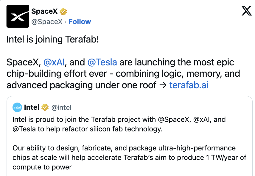 SpaceX Tweet on Tweet
