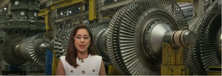 A reporting in front of a 30-foot-tall, 280-ton monstrosity that can power as many as 500,000 homes &ndash; or one data center